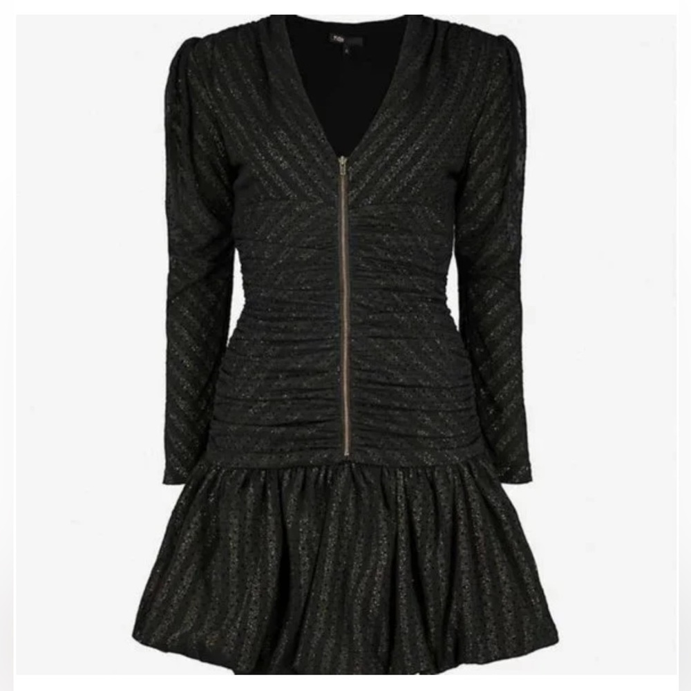 NWT MAJE RALONE Black Polka Dot Mesh Mini Dress Sz 1